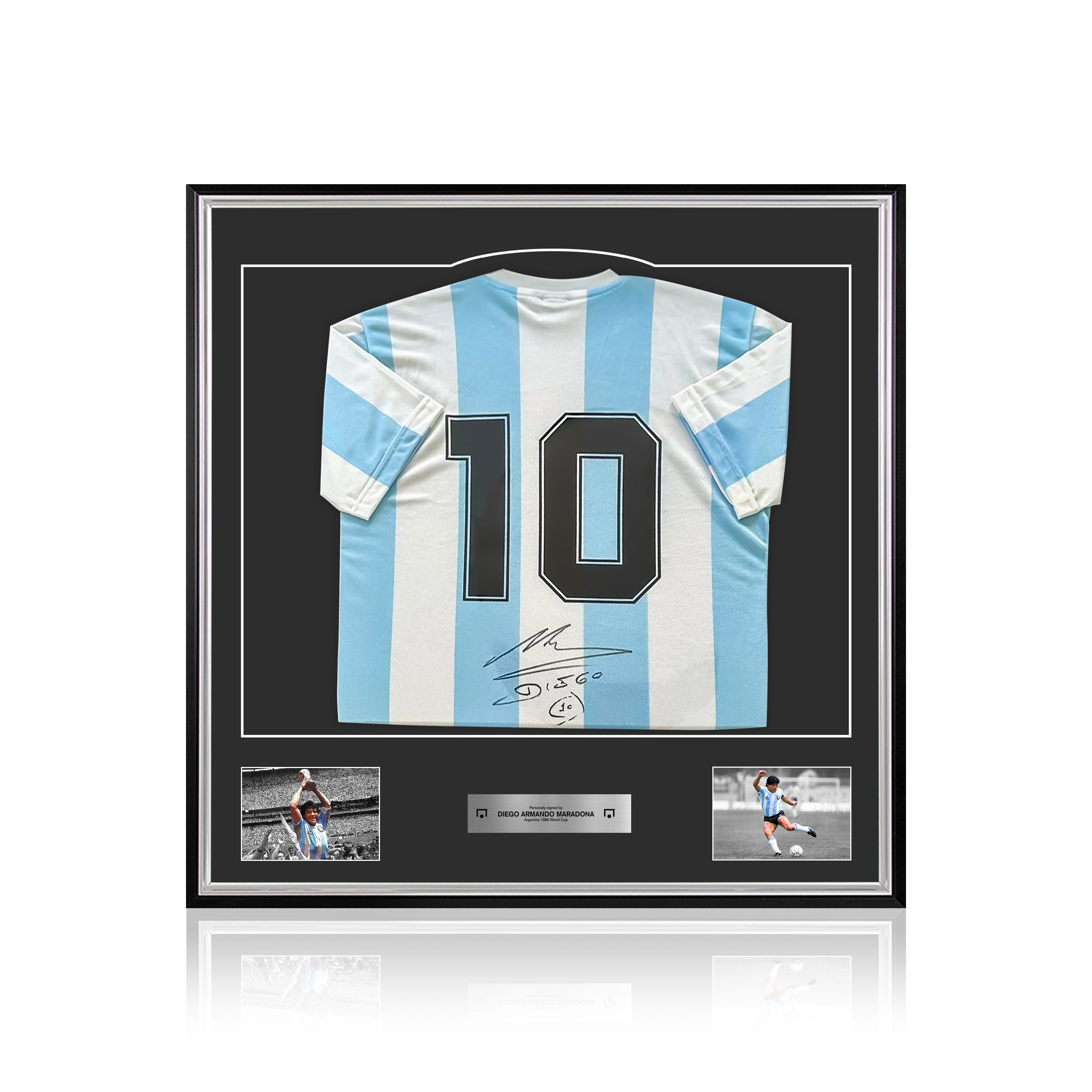 Diego Armando Maradona signed and framed Argentina home shirt
